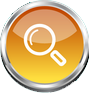 An icon of a magnifying glass on an orange circular background.
